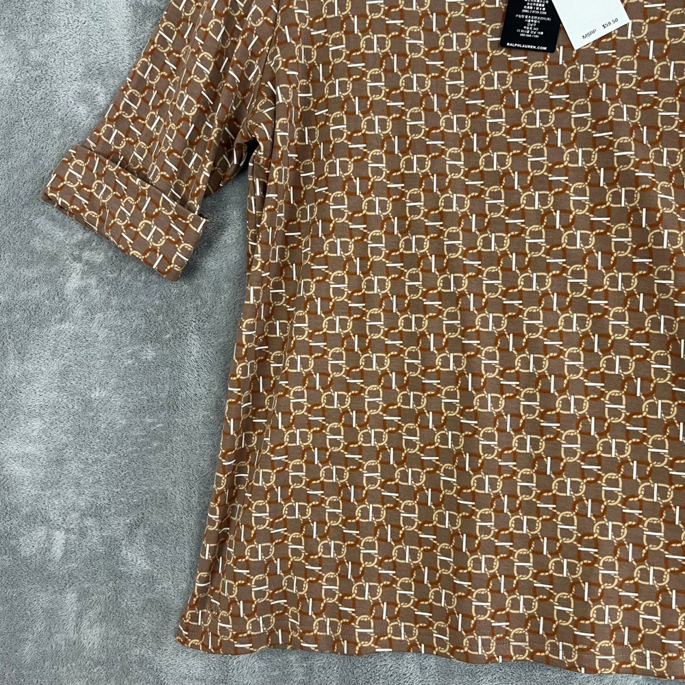 Ralph Lauren Black Label Geo-Print Stretch Cotton Boatneck Tee‎ Womens 1X NWT - Picture 6 of 12